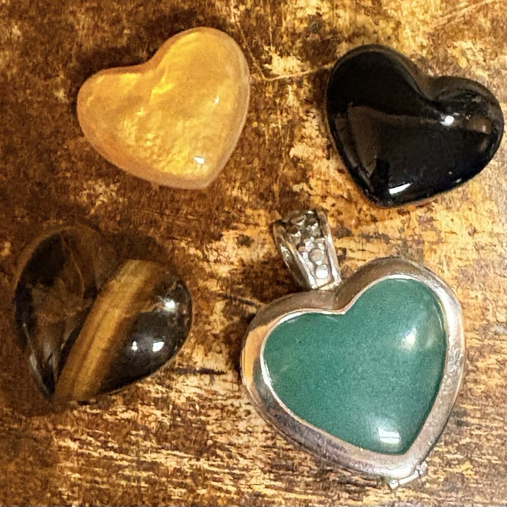 Sterling Silver Multi Stone Reversible Heart Pendant 8 Color Combinations Vintag